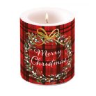 Ambiente Christmas Plaid Red átvilágítós gyertya - 8x7,5 cm, 10x10 cm, 12x10 cm