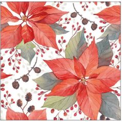   Ambiente papírszalvéta - Poinsettia And Berries - 25x25 cm, 33x33 cm - 20 db/csomag