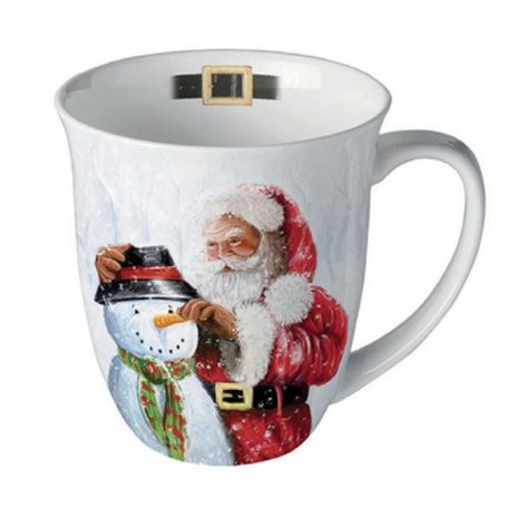 Ambiente karácsonyi porcelánbögre - Santa and snowman - 400 ml