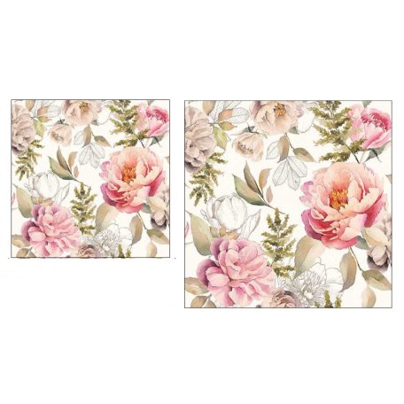Ambiente papírszalvéta - Peonies composition cream - 25x25 cm, 33x33 cm - 20 db/csomag