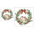 Ambiente papírszalvéta - Sparrows in wreath - 25x25 cm, 33x33 cm - 20 db/csomag