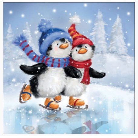 Ambiente papírszalvéta - Skating penguins -  33x33 cm - 20 db/csomag
