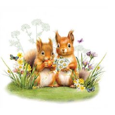   Ambiente papírszalvéta - Little squirrels - 25x25 cm, 33x33 cm - 20 db/csomag