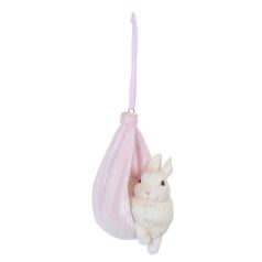   Nyuszi, rózsaszín beülős függőzsákban - 11 cm - Raktáron