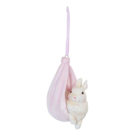 Nyuszi, rózsaszín beülős függőzsákban - 11 cm - Raktáron