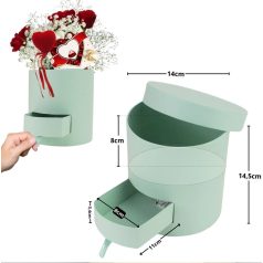 Papírdoboz henger fiókos - Menta - 14x14,5 cm