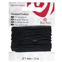 Gumis cérna - Fekete - 0,6 mm, 1 mm - 5 méter