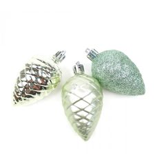    Karácsonyfadísz toboz - Zöld -  7x4,5 cm - 3 db-os szett 