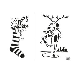 Viva Decor stencil - Karácsonyi zokni+szarvas