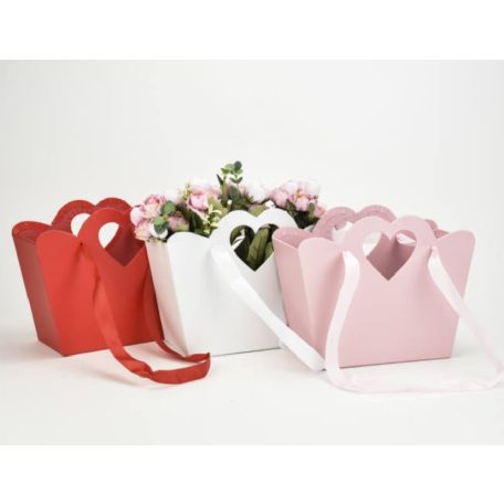 Táska doboz szíves füllel - Piros  - 10x24,5cm