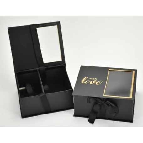 Virág-ajándék doboz fekete - 2db-os szett 