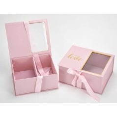 Virág-ajándék doboz rózsaszín - 2 db-os szett 