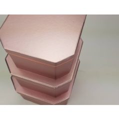 Nyolcszögletű doboz - metálrózsaszín - 3 db-os szett