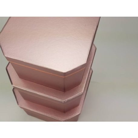 Nyolcszögletű doboz - metálrózsaszín - 3 db-os szett