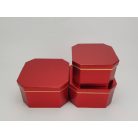 Nyolcszögletű doboz - Metálpiros - 3 db-os szett