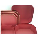 Nyolcszögletű doboz - Metálpiros - 3 db-os szett