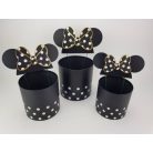 Pöttyös doboz beszúrós masnis fülekkel - fekete 3db-os szett