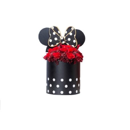 Pöttyös doboz beszúrós masnis fülekkel - fekete 3db-os szett