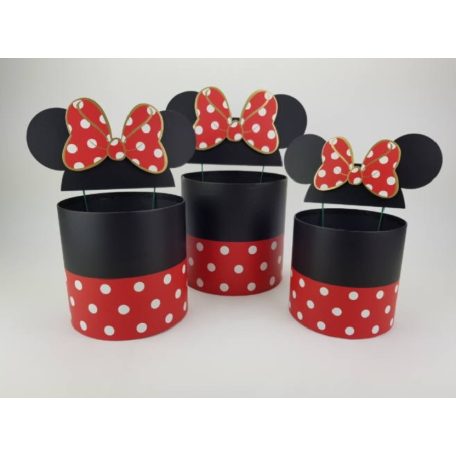 Pöttyös doboz beszúrós masnis fülekkel - fekete 3db-os szett