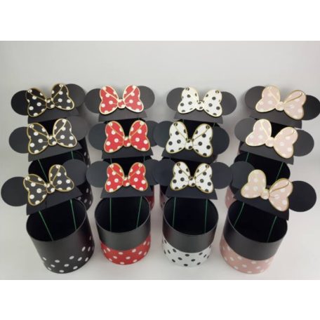 Pöttyös doboz beszúrós masnis fülekkel - fekete 3db-os szett