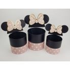 Pöttyös doboz beszúrós masnis fülekkel - rózsaszín 3db-os szett