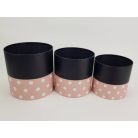 Pöttyös doboz beszúrós masnis fülekkel - rózsaszín 3db-os szett