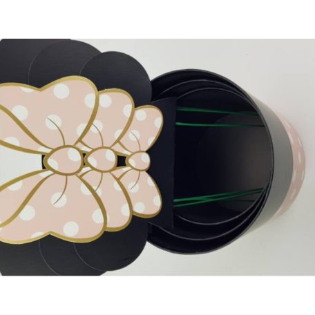 Pöttyös doboz beszúrós masnis fülekkel - rózsaszín 3db-os szett