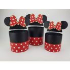 Pöttyös doboz beszúrós masnis fülekkel - piros 3 db-os szett