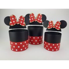   Pöttyös doboz beszúrós masnis fülekkel - piros 3 db-os szett