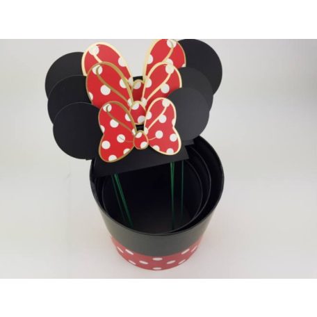 Pöttyös doboz beszúrós masnis fülekkel - piros 3 db-os szett