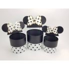 Pöttyös doboz beszúrós masnis fülekkel - fehér -  3db-os szett