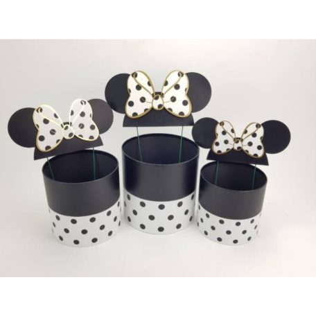 Pöttyös doboz beszúrós masnis fülekkel - fehér -  3db-os szett