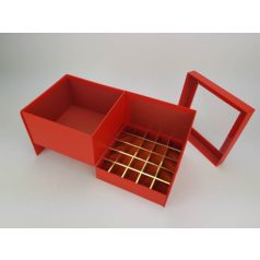 Virágbox és bonbon doboz tetővel - piros
