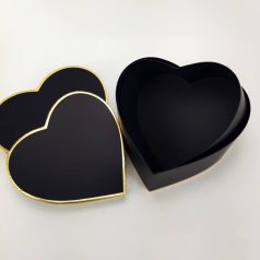 Aranyszegélyes szívdoboz - 2 db-os szett - Fekete