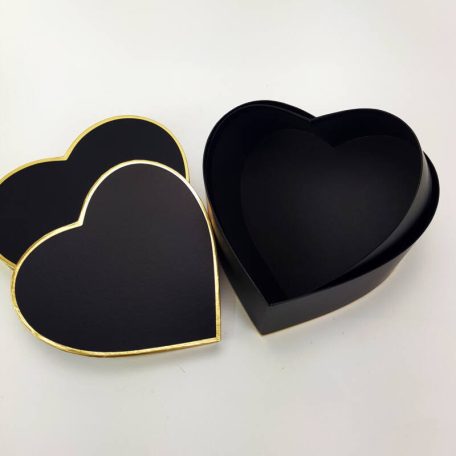Aranyszegélyes szívdoboz - 2 db-os szett - Fekete