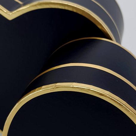 Aranyszegélyes szívdoboz - 2 db-os szett - Fekete