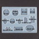 Szilikon öntő- és nyomóforma műgyantához, Fimo-hoz - lapos medálok, 12 féle