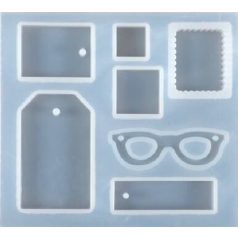   Szilikon öntő- és nyomóforma műgyantához, Fimo-hoz - lapos medálok, formák, 7 féle