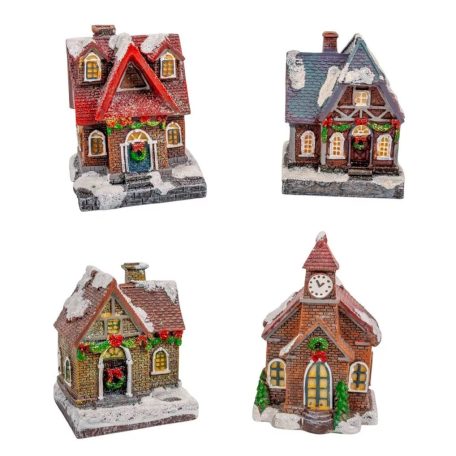 Házikó LED-es - 4 féle - 10-13 cm