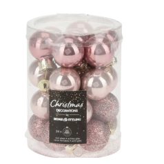   Karácsonyi üveggömb - Rózsaszín - 2,5 cm - 24 db/csomag 