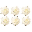 Rózsa selyemvirág fej - Ekrü - 8 cm