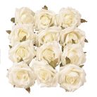 Rózsa selyemvirág fej - Ekrü - 8 cm