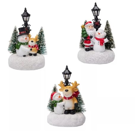 Téli jelenet - LED-es - 15 cm