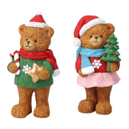 Karácsonyi maci figurák - 15 cm