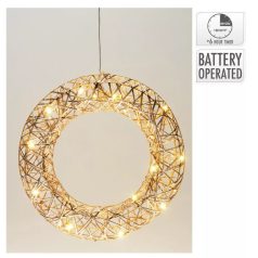   Vessző koszorú 20 LED-es elemes időzítős pezsgő - 30 cm