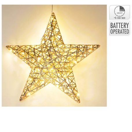 Vessző csillag 30 LED-es elemes időzítős - 40 cm