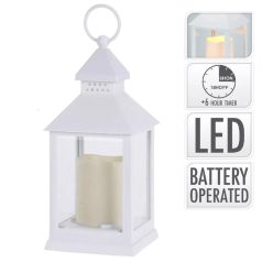 Lámpás fehér LED-es elemes - Fehér - 23 cm