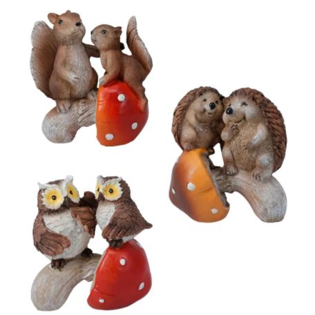 Állatkák gombán - Süni, mókus,bagoly - 9 cm
