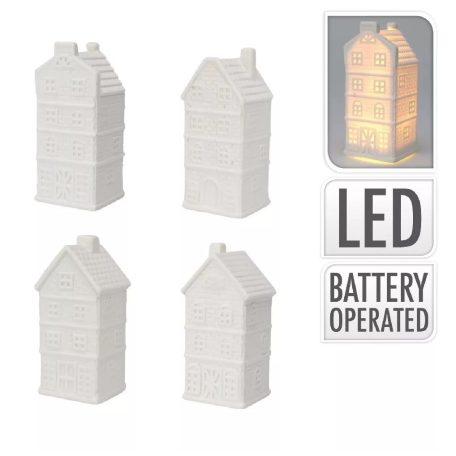 Házikó LED-es - Fehér - 12 cm