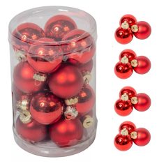 Karácsonyi üveggömb - Piros - 3,5 cm - 16db/csomag